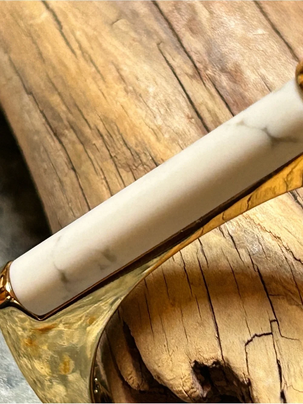 Kate Spade White Marble Building Block - Gold Tone Bangle Bracelet - Picture 4 of 7